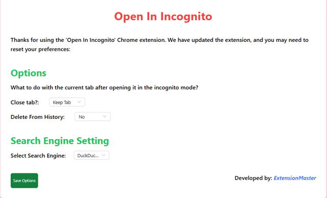 Open In Incognito